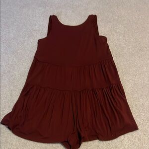 Loft burgundy beach tiered romper